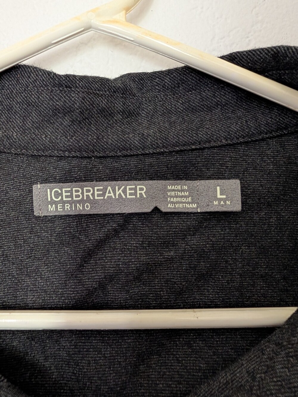 Icebreaker Shirt Men Large Gray Button Up Merino Wool Flannel Hiking Outdoors - Picture 3 of 7
